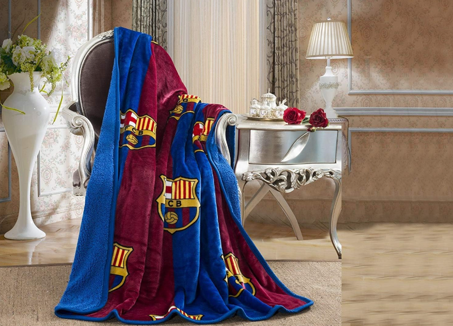 FC Barcelona Silk Touch Sherpa Lined Throw Blanket 50x60